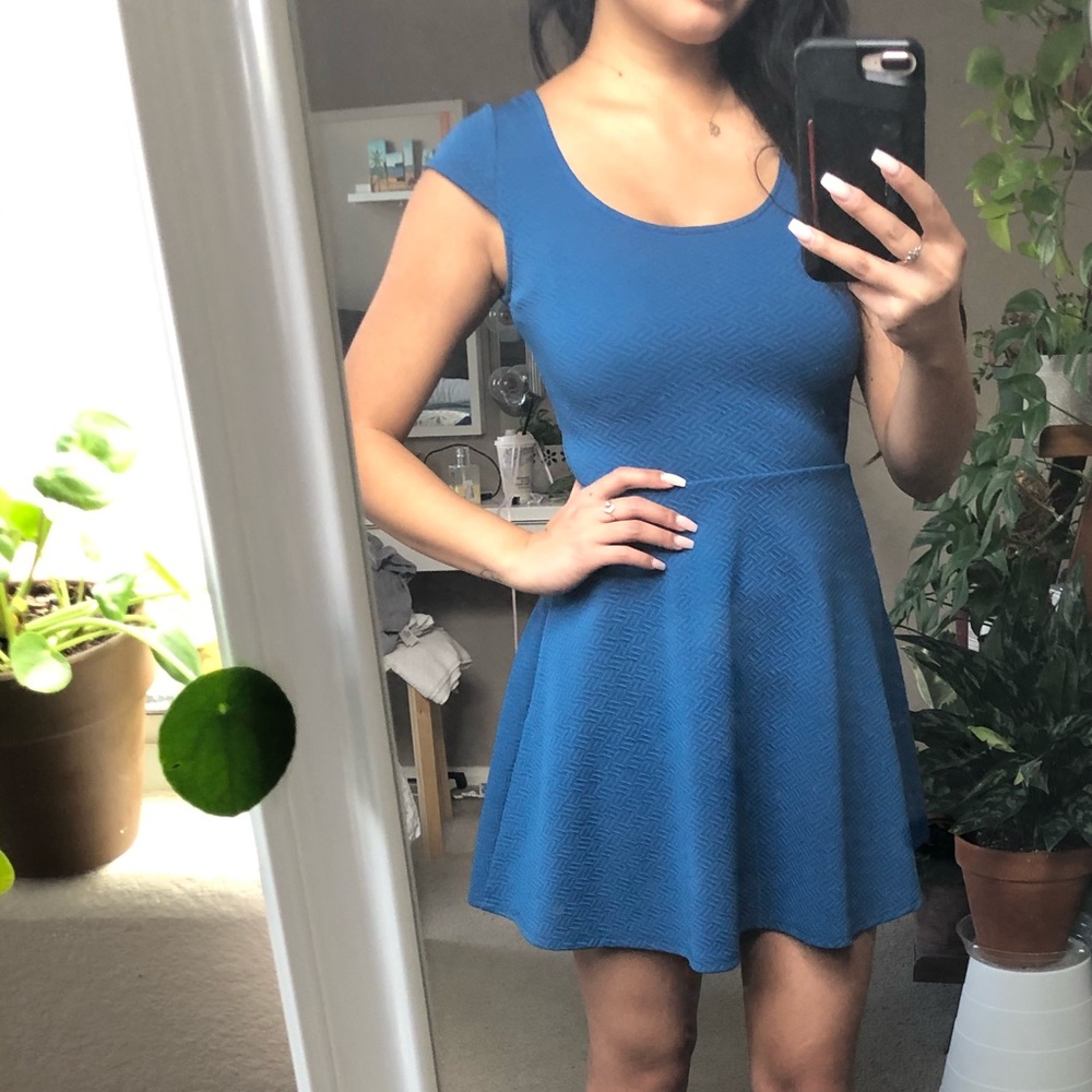 Blue Open Back Mini Dress